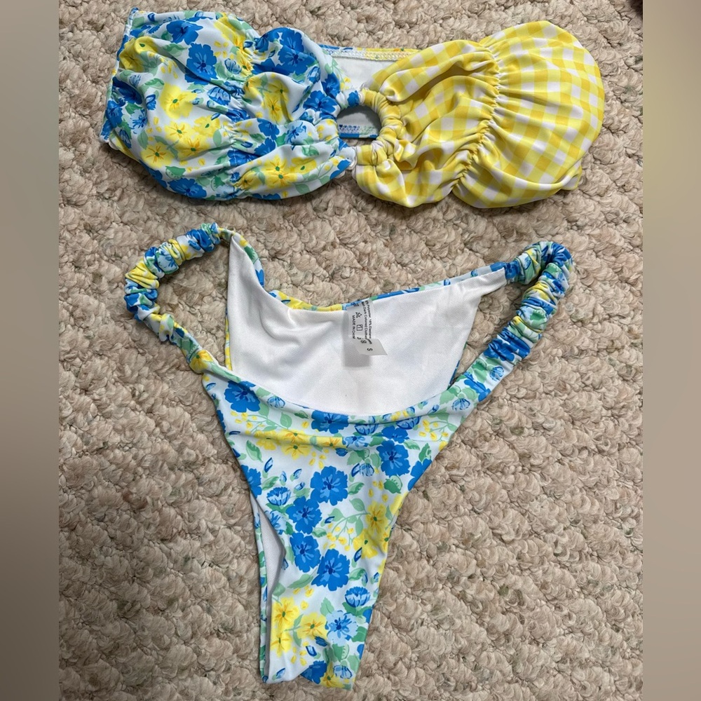 Floral and Gingham Bikini Set